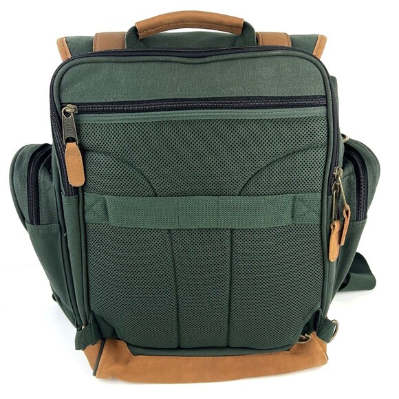 Bushnell Magnify Life Green Brown Leather Backpack Hiking Camping Laptop Bag - Picture 6 of 13